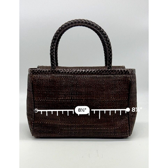 Jimmy Choo Handbag Top Handle Snakeskin Leather Brown Raffia - Picture 12 of 15